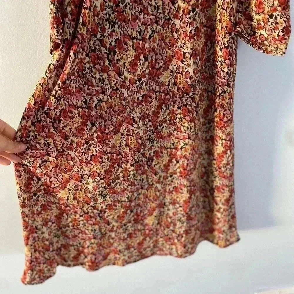 ASTR The Label Ruched Sleeve Floral Cottagecore Midi‎ Dress Small S Keyhole Back - Picture 7 of 12